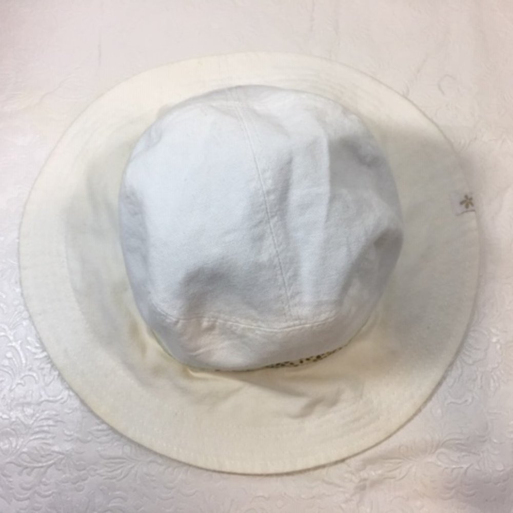 Kooringal Cotton Sun Collapsible Travel Hat White w/Floral Band - Picture 6 of 14